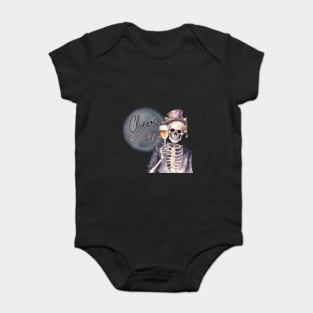 Cheers Witches Skeleton with Halloween Libations Baby Bodysuit